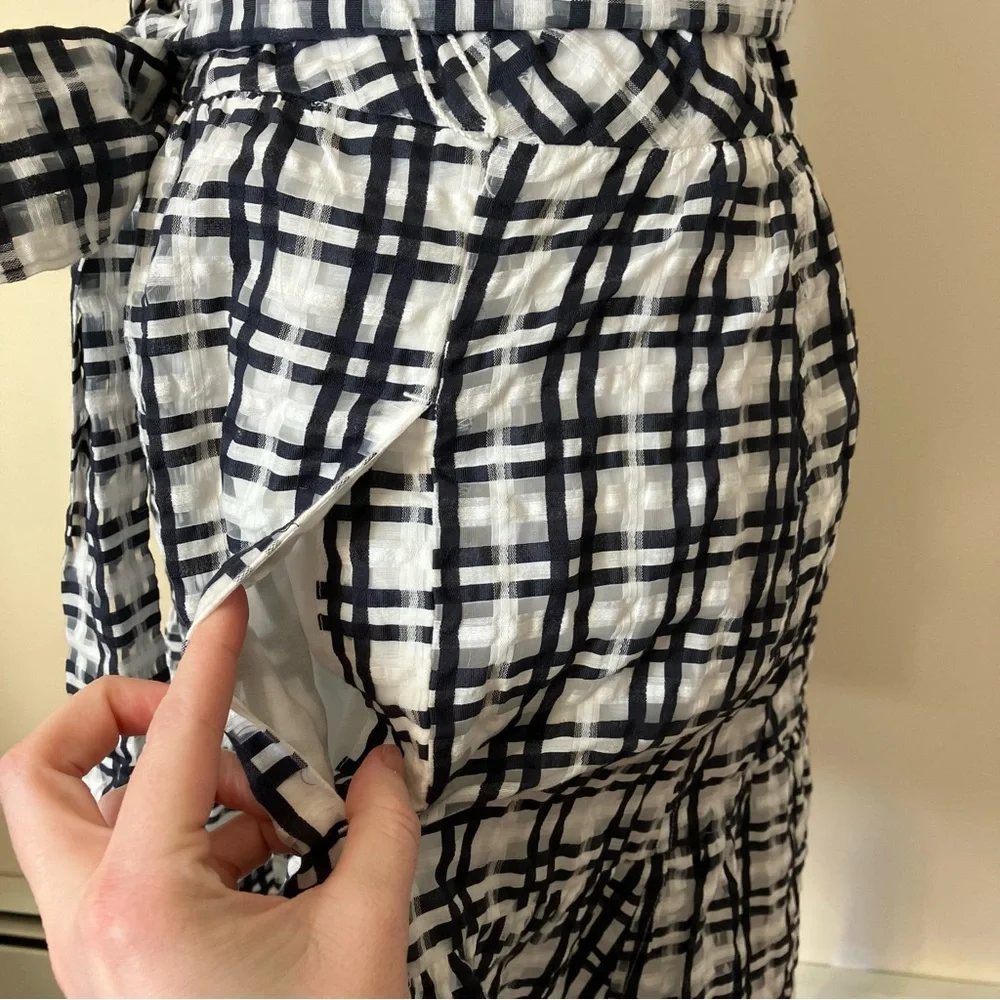 Maeve by Anthropologie Black & White Plaid Mini Flounce Dress size 10 - Picture 8 of 12